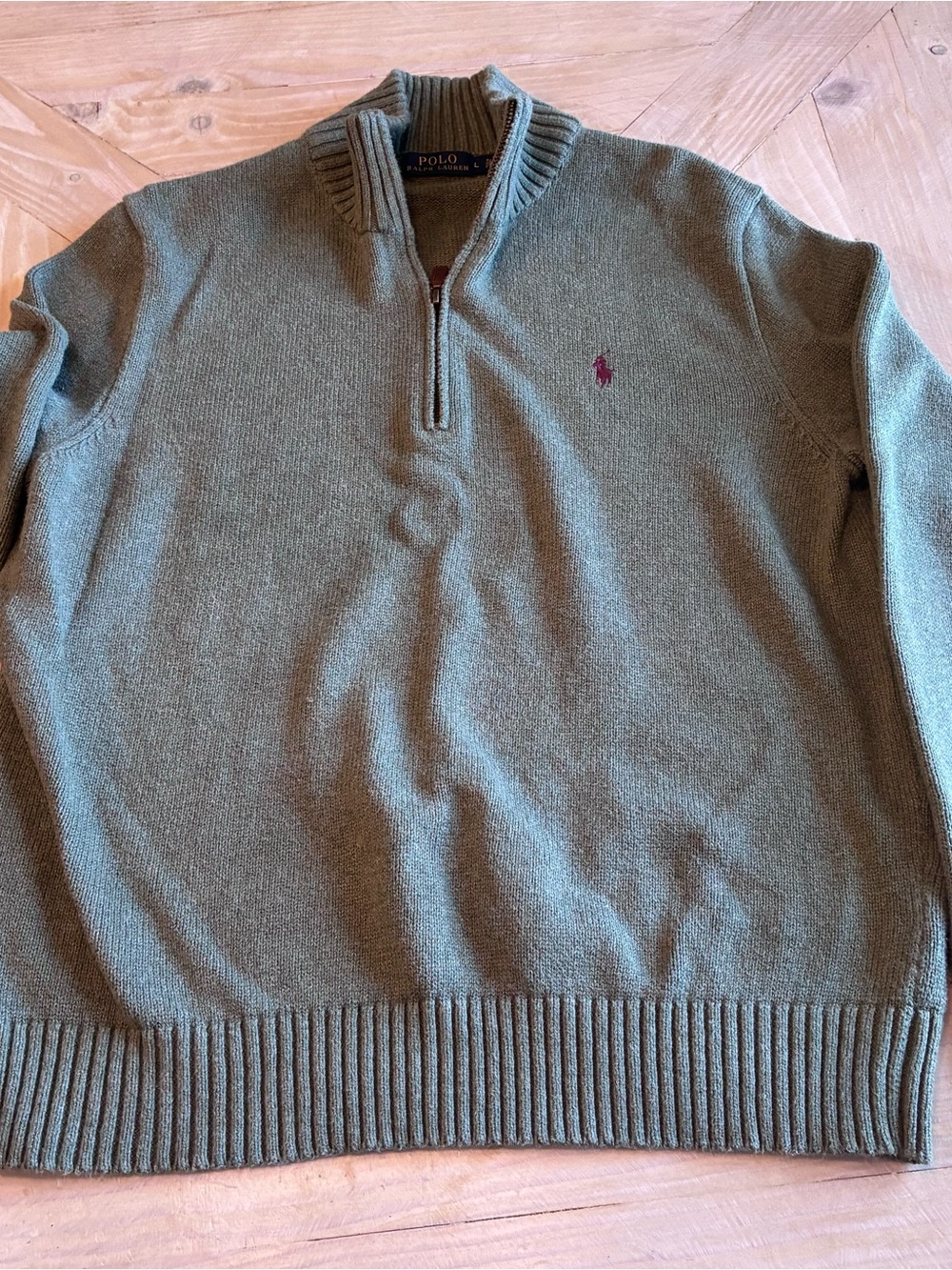 Polo by Ralph Lauren Olive Half-Zip Sweater with Maroon Pony